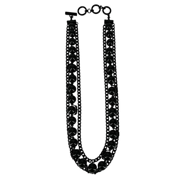 Givenchy Black Necklace Three Strand Beaded Women's Luxury Jewelry